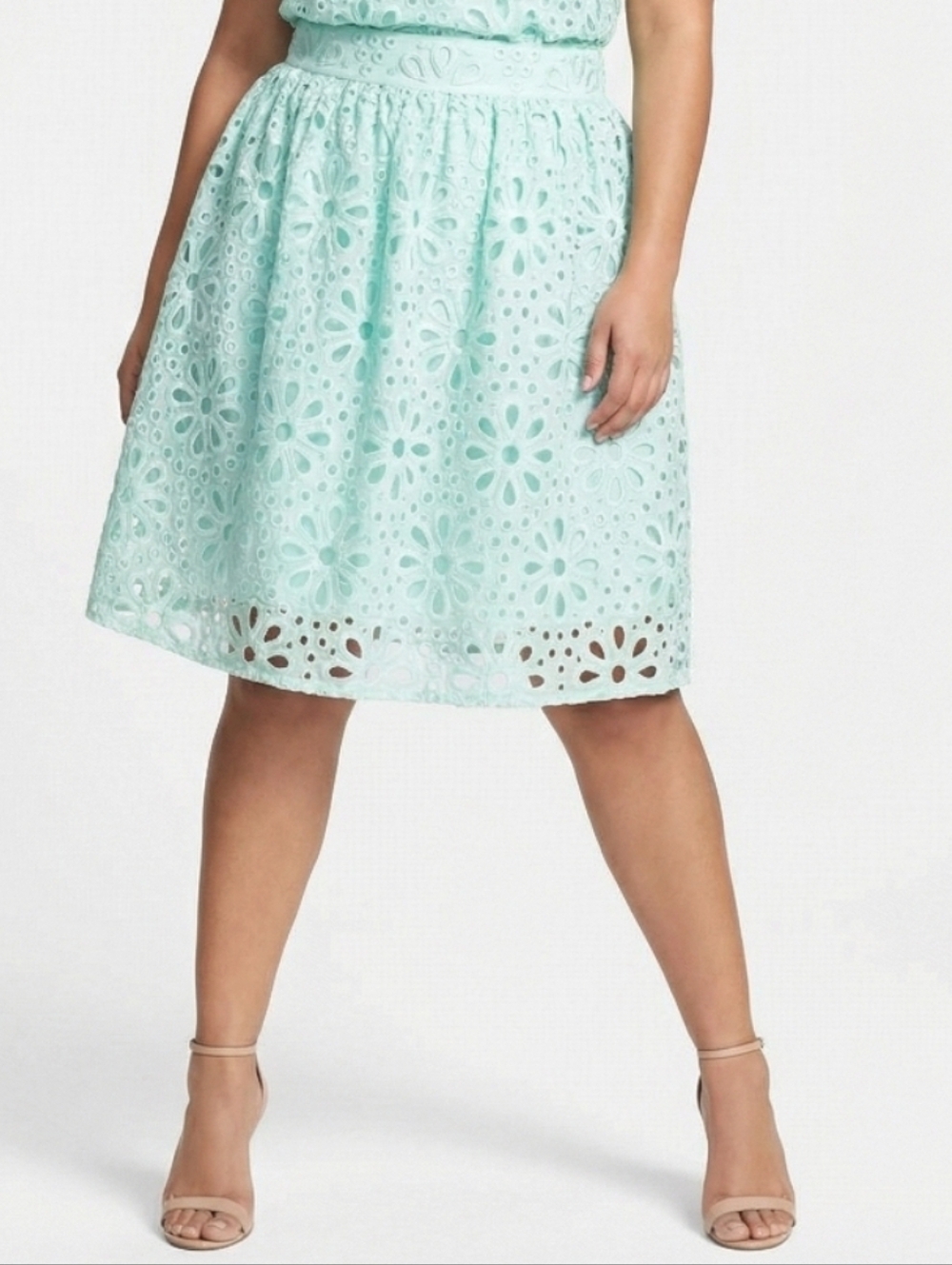 ASOS MINT FLORAL EMBROIDERED SKIRT SZ L 14